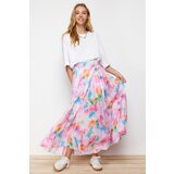 Trendyol Lilac Floral Pattern Pleated, Elastic Waist Woven Skirt | Shoptok.si