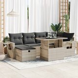 Maison Chic Seti vrtnega pohištva - Vrtna garnitura - Vrtni pohištvo set 7-delna z blazinami siv poli ratan, (21802132) | Shoptok.si