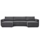 Bobochic Paris sofa na razvlačenje tamno sive boje "U" Nihad Panoramique