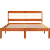 vidaXL Posteljni okvir z vzglavjem voščeno rjava 135x190 cm borovina | Shoptok.si