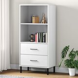  Regal knjige s 2 ladice bijeli 60x35x128,5 cm masivno drvo OSLO | Shoptok.si