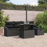 vidaXL 6-delni vrtni kavč set s blazinami črna poli ratan | Shoptok.si