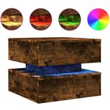 vidaXL Klubska mizica z LED lučkami dimljeni hrast 50x50x40 cm | Shoptok.si