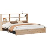 vidaXL Krevet s regalom za knjige bez madraca 200 x 200 cm od borovine | shoptok.hr