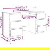  Pisalna miza rjavi hrast 140x50x77 cm konstruiran les, (20640581) | Shoptok.si