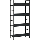 Police za knjige s 4 razine crne 60 x 27,6 x 124,5 cm drvene | shoptok.hr