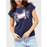 Moodo Blue T-shirt with white-pink motif - Women's | shoptok.hr