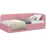 vidaXL Kotna postelja z vzglavjem Roza 100 x 200 cm Žamet | Shoptok.si