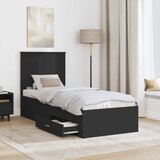  Krevetna konstrukcija s uzglavljem Crna i srebrna 70 x 190 cm | shoptok.hr