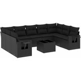  10-dijelni set vrtnih sofa s jastucima crni od poliratana | shoptok.hr