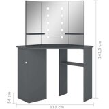 vidaXL Kutni toaletni stolić s LED svjetlom sivi 111 x 54 x 141,5 cm | shoptok.hr
