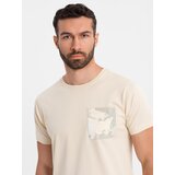Ombre Men's cotton t-shirt with printed pocket - turquoise | Shoptok.si