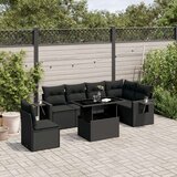  7-dijelni set vrtnih sofa od poliratana s jastucima crni | shoptok.hr