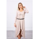 Kesi Dress with a decorative belt and inscription beige Cijene