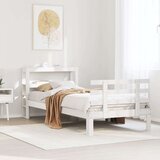  Posteljni okvir z vzglavjem bel 75x190 cm trdna borovina, (21303415) | Shoptok.si
