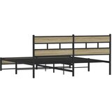 Metalni Kovinski posteljni okvir brez vzmetnice sonoma hrast 200x200 cm, (21608053) | Shoptok.si