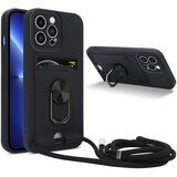 Cadorabo Verižica za mobilni telefon s funkcijo stojala, združljiva z Apple iPhone 13 PRO MAX v črna barvi - silikonski zaščitni pokrov z nastavljivim trakom, (20860085) Cene