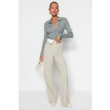 Trendyol Gray Polo Collar Knitwear Cardigan Cene