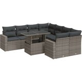 vidaXL 9-dijelni set vrtnih sofa od poliratana s jastucima sivi | shoptok.hr