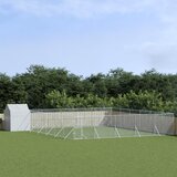 vidaXL Vanjski kavez za pse s krovom srebrni 12 x 12 x 2 5 m čelični Cijene