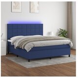 vidaXL Box spring postelja z vzmetnico LED modra 180x200 cm Cene