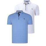 Dewberry DUAL SET T8582 MENS T-SHIRT-WHITE-CLEAR BLUE Cene