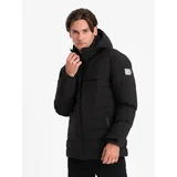 Ombre Men's winter jacket with detachable hood - black