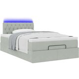 vidaXL Otomanski posteljni okvir z vzmetnico siv 120x190 cm žamet | Shoptok.si