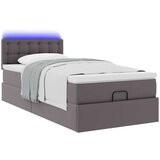 vidaXL Otomanski posteljni okvir z vzmetnico siv 90x200 cm um. usnje | Shoptok.si