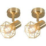 QAZQA Komplet dveh Art Deco reflektorjev iz medenine, ki se lahko vrtijo in nagibajo - Mosh 1 | Shoptok.si