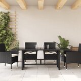  Vrtni stol sa staklenom pločom crni 190x80x75 cm od poliratana | shoptok.hr