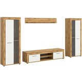 MID.YOU Dnevni Regal Jam, Bela, Barva Hrasta, 4-Delni | Shoptok.si