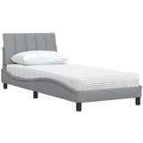  Krevet s madracem Hanko svjetlosivi 90x190 cm od tkanine | shoptok.hr
