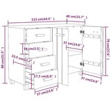  Komoda HAMAR tamnosiva 113 x 40 x 80 cm od masivne borovine | shoptok.hr