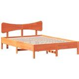 vidaXL Posteljni okvir brez vzmetnice voščeno rjav 135x190 cm borovina, (21529574) | Shoptok.si