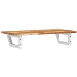  Zidna polica za umivaonik od čelika i masivnog bagremovog drva Smeđa 100 x 40 x 2 cm | shoptok.hr
