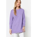 Trendyol Lilac Crew Neck Stone Detailed Knitted Tunic cene