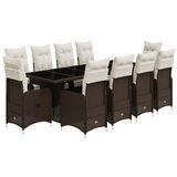 vidaXL 11-dijelni vrtni bistro set od poliratana s jastucima smeđi | shoptok.hr