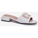 VINCEZA Elegant Women's Mules On A Block Heel With A Gold Detail | ePonuda.com