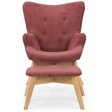 Ropez Rdeč fotelj z naslonjalom za noge iz rebrastega žameta Niko – | Shoptok.si