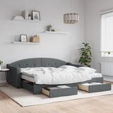 vidaXL Izvlečna dnevna postelja s predali temno siva 90x200 cm blago Cene