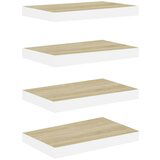 vidaXL plutajuće zidne police 4 kom hrast i bijele 50x23x3,8 cm MDF | shoptok.hr