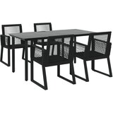  5-dijelni vrtni blagovaonski set od PVC ratana crni Crna Dužina stola 160 cm | Shoptok.si