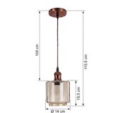 Brilagi LED luster na sajli R GLASS 1xE27/60W/230V prečnik 14 cm bakrena/zadimljeno bež | Eponuda.com