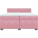  Krevet s oprugama i madracem ružičasti 200x200 cm baršunasti | shoptok.hr