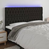 The Living Store LED posteljno vzglavje črno 200x7x118/128 cm blago - LED Vzglavje, (21659584) Cene