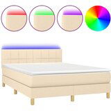  Krevet box spring s madracem LED krem 140x200 cm od tkanine | shoptok.hr