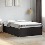 Maison Chic Posteljni okvir - Dvoposteljna postelja - Zakonska postelja črn 135x190 cm inženirski les-J13745, (21764283) | Shoptok.si