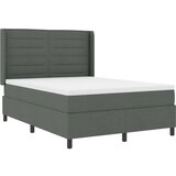 vidaXL Box Spring Postelja z Blazino in LED Temno Siva 140x200 cm Tkanina | Shoptok.si