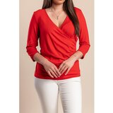 Fenzy Top S V-Izrezom Za Veće Osobe, Crveni | shoptok.hr